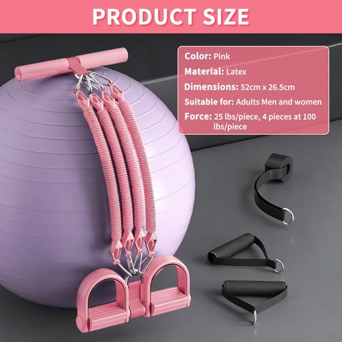 2026 Upgrade Foot Pedal Resistance Band,4-Tube Elastic Sit-Up Pull Rope for Men and Women,Multifunction Strength Training Pedal Pullerwith Handle Body Foot Resistance Rope, Home Fitness