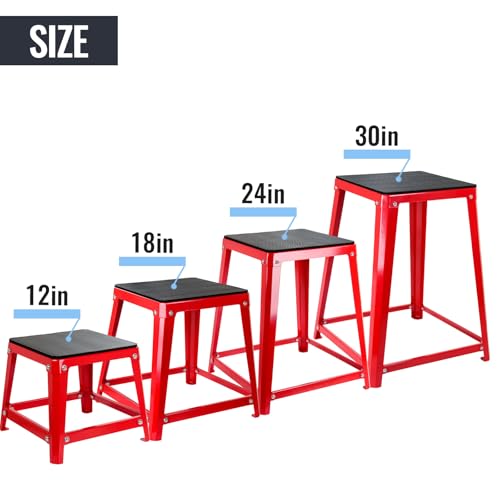 Metal Plyometric Jumping Box, 12/18/24 Inch Anti-Slip Workout Step Up Box for Home Gym - size: 12/18/24/30 Inch