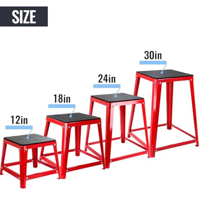 Metal Plyometric Jumping Box, 12/18/24 Inch Anti-Slip Workout Step Up Box for Home Gym - size: 12/18/24/30 Inch