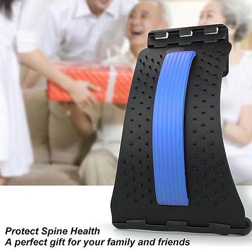 Back Stretcher for Lower Back Pain Relief, 4 Level Adjustable Lumbar Cracker Board Massager, Stretching Device for Scoliosis, Sciatica, Herniated Disc, Posture Correction (Blue)