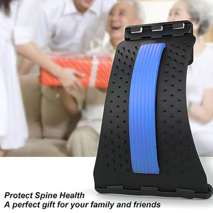 Back Stretcher for Lower Back Pain Relief, 4 Level Adjustable Lumbar Cracker Board Massager, Stretching Device for Scoliosis, Sciatica, Herniated Disc, Posture Correction (Blue)