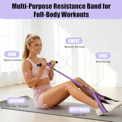 Pedal Resistance Band with Handle, Upgraded 3 Tube Adjustable Foot Pedal Resistance Band, Natural Rubber Exercise Bands for Abdomen, Waist, Arm, Leg Stretching Training