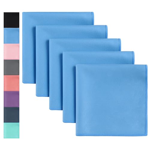 GREATEE Sweat Absorbing Handkerchiefs for Men & Women Microfiber Handkerchiefs Quick-Dry Small Sweat Rags for Sports Work - color: Blue-5pcs