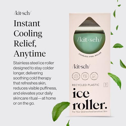 Kitsch Ice Roller for Face – Stainless Steel Ice Face Roller to Reduce Puffiness, Redness & Headaches – Cooling Facial Roller for Skin Care, Irritation Relief & Spa-Like Experience at Home - Mint - color: Minty Green