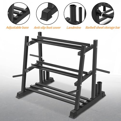 Dumbbell Rack, Bongkim Dumbbell Set with Rack Stand, Dumbbells Weights Rack for Home Gym, Weight Rack for Dumbbells, Kettlebells, and Weight Plates 1100LBS - color: black