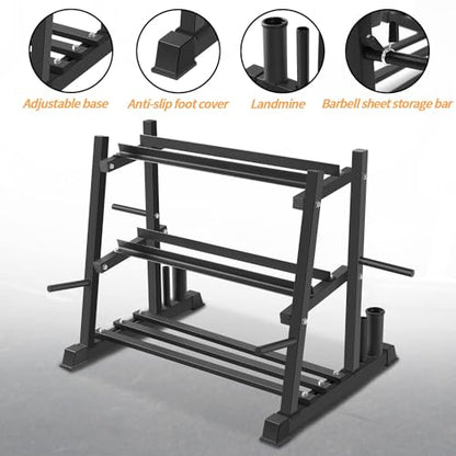 Dumbbell Rack, Bongkim Dumbbell Set with Rack Stand, Dumbbells Weights Rack for Home Gym, Weight Rack for Dumbbells, Kettlebells, and Weight Plates 1100LBS - color: black