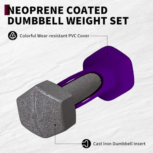 Dumbbell Hand Weights for Women, Neoprene Hexagon Non-Slip Weights Dumbbell Set for Home Gym - size: 2+3+5 LBS
