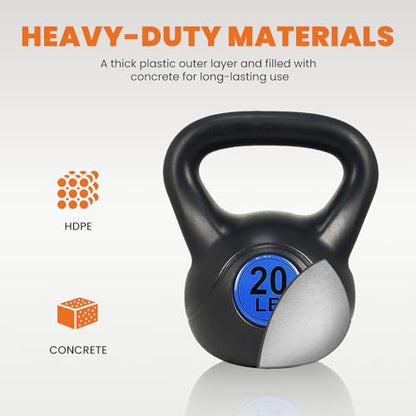 OLIXIS 3-Piece Kettlebell Set with Wide Grip - Perfect for Home Gym Strength Training & Workouts