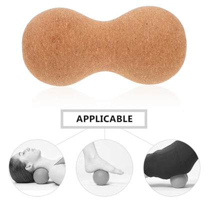 Peanut Dual Massager Ball Cork Wood Deep Tissue Mobility Ball for Muscle Trigger Point Therapy and Physical Relaxation Use