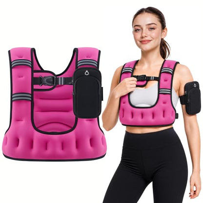 ZELUS Weighted Vest for Women & Men, U-Shaped Running Vest with Arm Pocket - color: Pink, size: 20LB