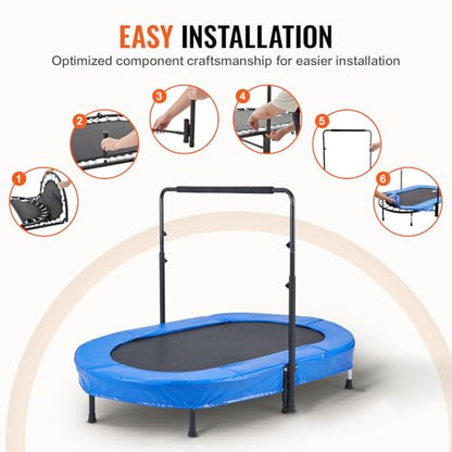 VEVOR 5FT Trampoline 50"/55"/56 * 35" for Indoor/Outdoor use for Toddlers, Foldable Mini Baby with Foam Handle, Recreational Birthday Gift
