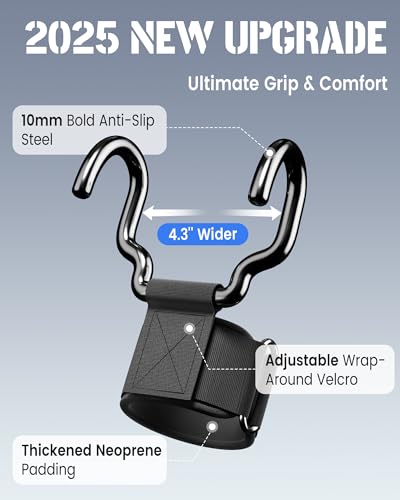 Upgrade Weight Lifting Hooks, Gym Heavy Duty Power Lifting Straps for Men & Women Deadlifts, Pull Up, Powerlifting, Shrugs