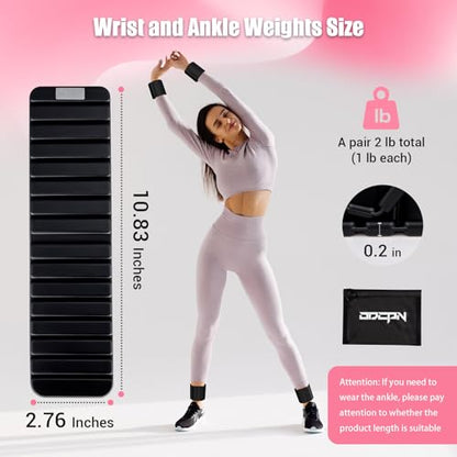 Pilates Wrist Weights for Women, Wearable Strong Magnetic Arm & Leg Weights Set of 2(1 lb Each), Adjustable Wrist Weights for Walking, Yoga, Strength Training, Swimming, Running & Jogging - color: Black