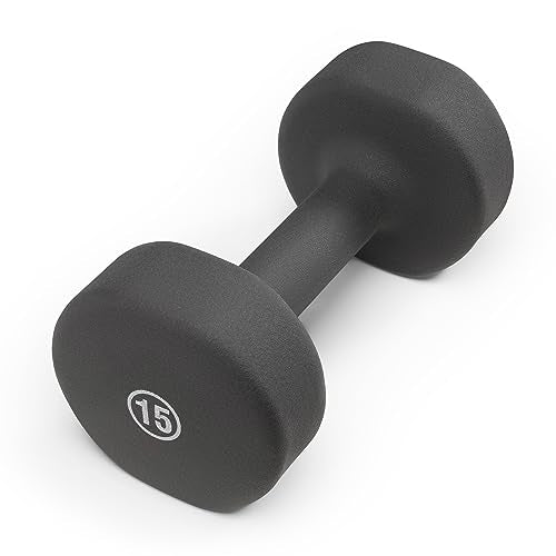 Marcy Colored Neoprene Dumbbell (Sold in Singles or Set) Hand Weights, Exercise Free Weights for Home Gym - color: K. Steel Grey - 15lb - Single
