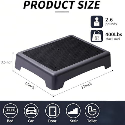 Magalobox One Step Stool, Safety Step Platform for Senior ＆ Adults,Non-Slip Small Step Platform for Stair, Car, Bed, Chair, Shower, Bathtub, Outdoor, 3.5 Inch High Rise Stairs 440 Lbs Capacity