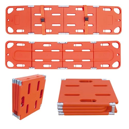 Foldable Spine Board Stretcher, EMT Transfer Backboard for Patient, 4-Fold Design, Lightweight PE Plastics Ambulance Stretcher, for Patient Transfer
