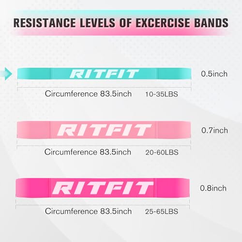 RitFit Pull Up Assist Band - Premium Resistance Band for Pull Up Assistance, Resistance Training, Body Stretching, Powerlifting, Mobility Training - color: Aqua