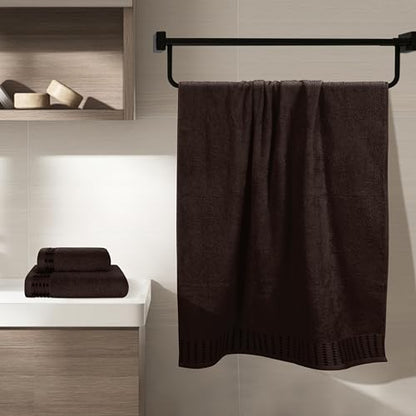 MALLONI HOME Ultra Soft 3 Pack Cotton Towel Set, Contains a Bath Towels 28x55 inch, a Hand Towels 16x24 inch & a Wash Coths 12x12 inch, Ideal Everyday use, Compact & Lightweight - Chocolate Brown - color: Chocolate Brown, size: 3 Pack Set