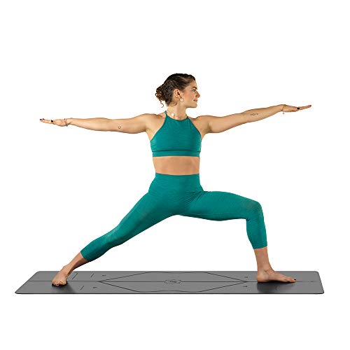 Liforme Travel Yoga mat – Patented Alignment System, Warrior-Like Grip, Non-Slip, Eco-Friendly, Ultra-Lightweight and Sweat Resistant, Made with Natural Rubber - color: Gray