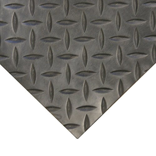 Rubber-Cal Diamond-Plate Rubber Flooring Roll - 3 mm x 4 ft x 7 ft Roll - Black
