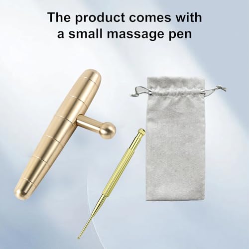 T-Bar Trigger Point Massager Tool - Copper Deep Tissue Massage Tool, Witha Small Massage Pen, for Neck Shoulder Back Feet, Manual Muscle Massage Stick (Copper)