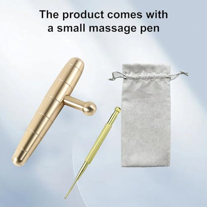 T-Bar Trigger Point Massager Tool - Copper Deep Tissue Massage Tool, Witha Small Massage Pen, for Neck Shoulder Back Feet, Manual Muscle Massage Stick (Copper)