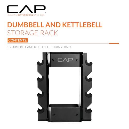CAP Barbell Dumbbell and Kettlebell Storage Rack - Compact Weight Storage for Home Gym
