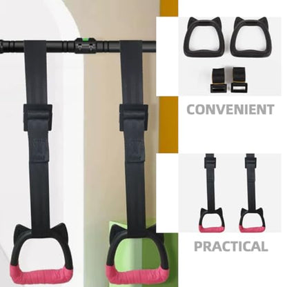 Alipis Adjustable Gymnastics Rings with 2m Straps, Professional Pull-up Rings Bodybuilding Circles Set for Home Strength Training and Gymnastics Exercises
