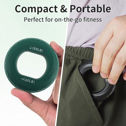 Hand Grip Strengthener, Adjustable Strength Grip, Silicone Grip Circle, for Men Adult, 2 Pcs - color: Green & Black(70/80LB,50/60LB)