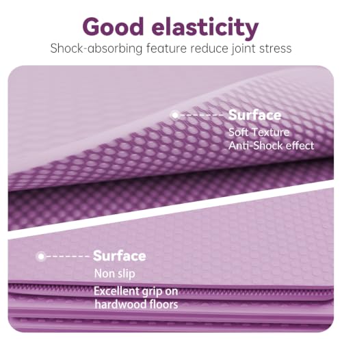 Foldable Yoga Mat Thick Non-Slip Exercise Mat - color: purple