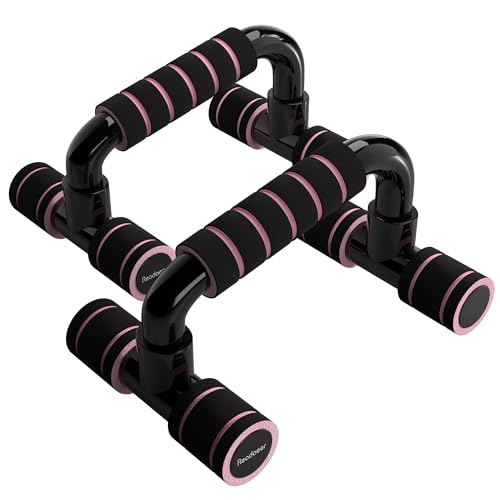 READAEER Push Up Bars Gym Exercise Equipment Fitness 1 Pair Pushup Handles with Cushioned Foam Grip and Non-Slip Sturdy Structure Push Up Bars for Men & Women - color: Pink