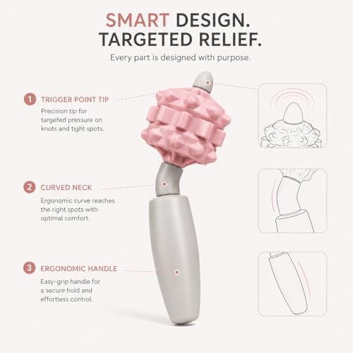 Portable Massage Tool for Muscle Relief, Trigger Point Roller Stick for Deep Tissue Massage, Handheld Recovery Tool for Neck, Back, Legs, Arms & Feet