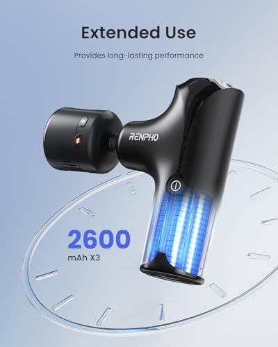 RENPHO Mini Thermacool Massage Gun with Heat and Cold, Fathers Day Dad Gifts, Professional Pocket-Sized Percussion Massager, Portable Deep Tissue Massager, Quiet Operation with Travel Carry Bag - color: Shadow Black