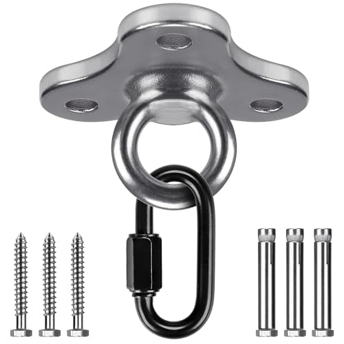 Dolibest Ceiling Anchor Mount for Yoga Swing Suspension, Resistance Band Wall Anchor, Body Weight Strength Training Systems, 2000LB Capacity, Stainless Steel,1PCS - color: Silver-3holes