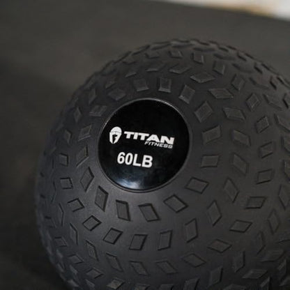 Titan Fitness Rubber Tread Slam Ball, Dead Bounce, Weight Workout - Throw, Catch, Slam, Twist - style: 60 lb
