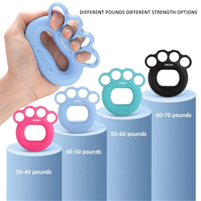 Hand Grip Strengthener Rings, 4 Pack Silicone Finger Exerciser, Hand & Wrist Grip Strength Trainer, 4 Fingers Squeezer Gripper Rings for Muscle Training, Forearm Grip Workout, Sports Rock Climbing