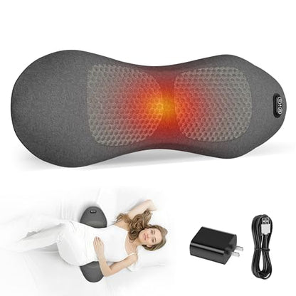 3 in 1 Lumbar Support Pillow,Lower Back Massager with 118-inch USB Cable, Heated & Vibration &Stretching Back Massager For Pain Relief Deep Tissue,Relaxation Lumbar Pillow for Office Home Use