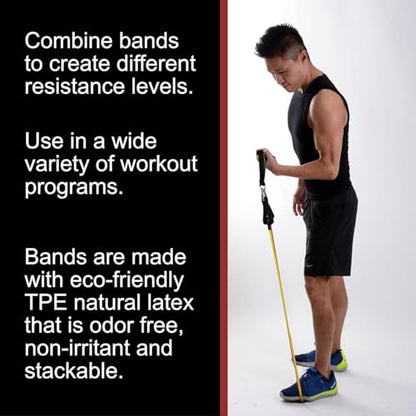 BodyForge Resistance Bands, Exercise Bands, Resistance Bands for Working Out, Work Out Bands with Handles for Men and Women Fitness, Strength Training Home Gym Equipment - size: 4 Pack