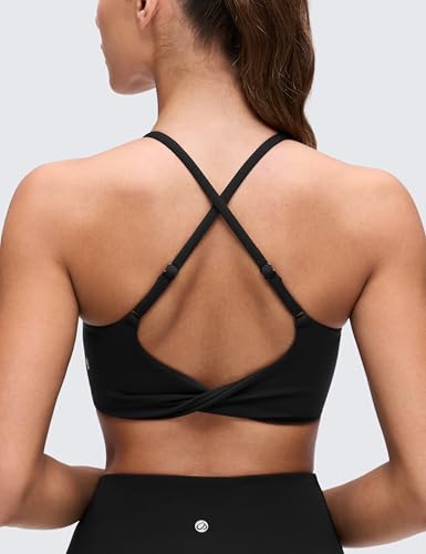 CRZ YOGA Butterluxe Twist Back Sports Bras - color: Black, size: Large