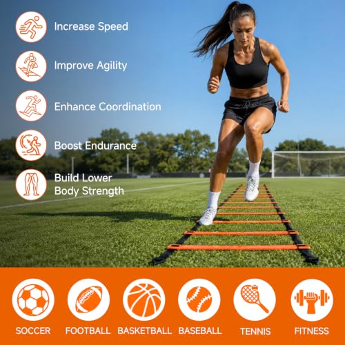 Agility Ladder, Soccer Football Training Equipment Agility & Speed Training - color: Orange
