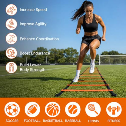 Agility Ladder, Soccer Football Training Equipment Agility & Speed Training - color: Orange