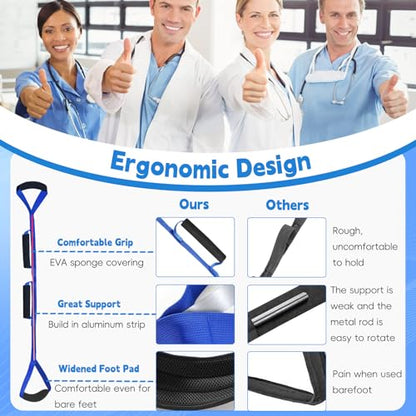 48 Inch Long Leg Lifter, Rigid Leg Lifter Strap With EVA Handgrips &Foot Loop, Leg Lifter After Hip Replacement&Knee Surgery Recovery Aids Kit,Leg Lifters Getting Legs In And Out Of Bed,Car,Wheelchair - color: Blue, size: 48 Inch