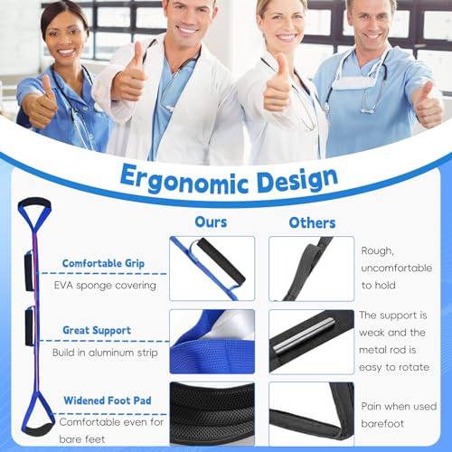 42 Inch Long Leg Lifter, Rigid Leg Lifter Strap With EVA Handgrips &Foot Loop, Leg Lifter After Hip Replacement&Knee Surgery Recovery Aids Kit,Leg Lifters Getting Legs In And Out Of Bed,Car,Wheelchair - color: Blue, size: 42 Inch