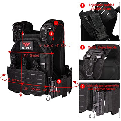 YAY YAKEDA Quick Release Tactical Laser-Cutting Vest Multicam Lightweight Vest - color: Black Cp