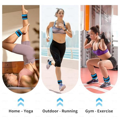 ELEAMY Ankle Weights for Women & Men - 0.5/1/2/3lb*2 Pairs - color: Black-Blue, size: 1.0 Lbs Each (2.0 Lbs Pair)