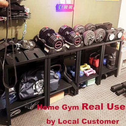 Commercial Heavy Duty Adjustable Dumbbell Stand & Kettlebell Stand, Adjustable Dumbbell Weight Rack, Kettlebell Storage Rack, Weight Rack for Garage/Home Gym/Commercial with Non-Slip Base, Anti-Tip Safety & Space-Saving Design, Weight Capacity 500/600/800