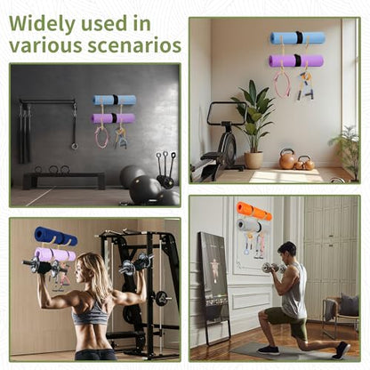 Wooden Yoga Mat Holder Wall Mount, Wooden Yoga Mat Storage Rack Solid Wooden Yoga Mat Holder Home Gym Equipment Storage & Organizer Wall Mount Workout Storage Holder for Mats,Resistance Bands