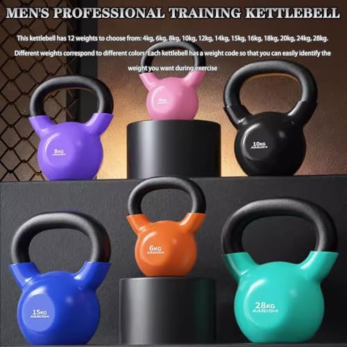 Kettlebell Weights Men's Professional Training Kettlebell, Gym Solid Cast Iron Competitive Kettle Bells, Muscle Training Equipment, Squat/Swing(Dark purple-8kg) - color: Dark Purple-8kg
