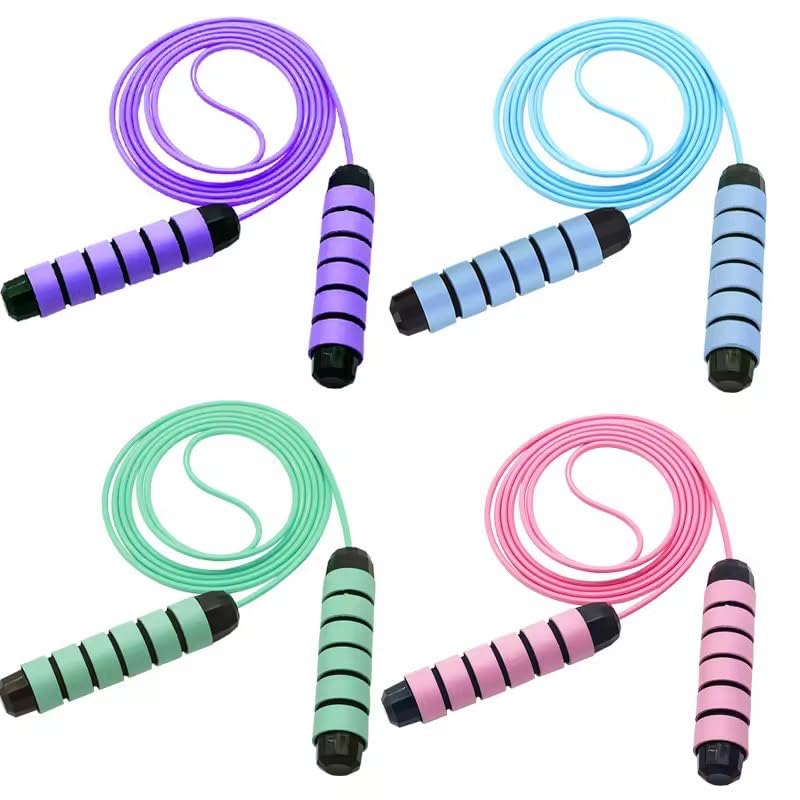 Jump Rope, No-Knot Rapid Speed Jumping Rope Cable with Ball Bearings for Women, Men, and Kids, Adjustable Steel Jump Rope with Foam Handles for Home Gym Exercise Fitness Workout Equipment & Slim Body - color: Blue