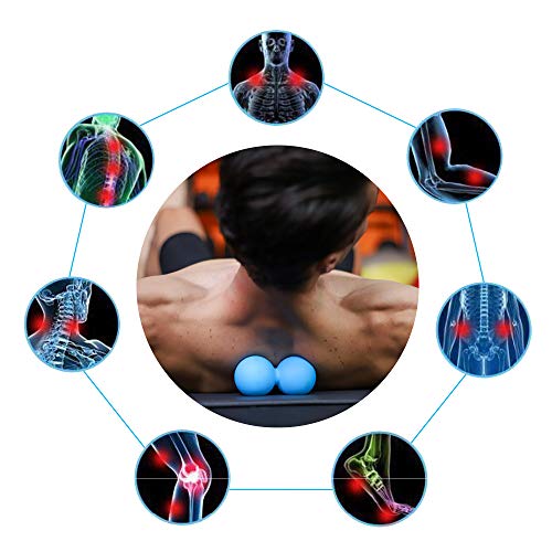 Peanut Massage Ball - Double Lacrosse Massage Ball & Mobility Ball for Physical Therapy - Deep Tissue Massage Tool for Myofascial Release, Muscle Relaxer, Acupoint Massage - color: Blue-hard